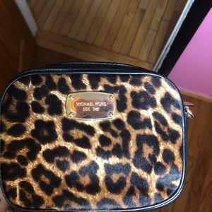 MK Hamilton Leopard Print Haircalf Small Crossbody